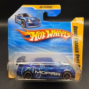 Hot Wheels Dodge Charger Drift Car Blue Mopar 2010 HW Premiere #050 Short Card
